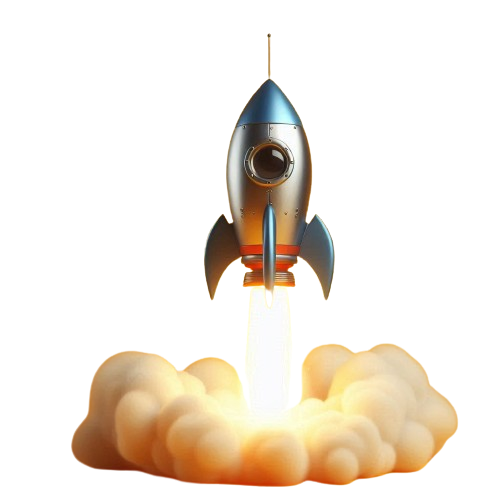 A rocket ship taking off.
